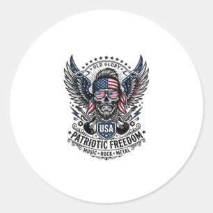 Sticker Rond Foulard Patriotique Rocker Old Glory Musique Rock