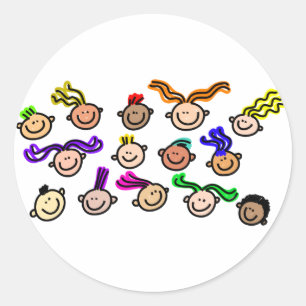 Sticker Rond Foule d'enfants