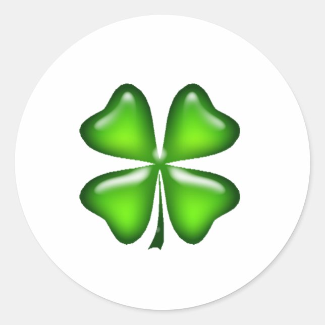 Sticker Rond Four Leaf Clover St. Patrick's Day Cadeau (Devant)