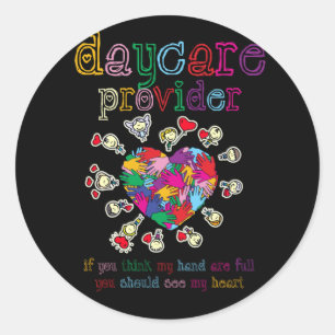 Sticker Rond Fournisseur de garderie Enseignant de coeur mignon