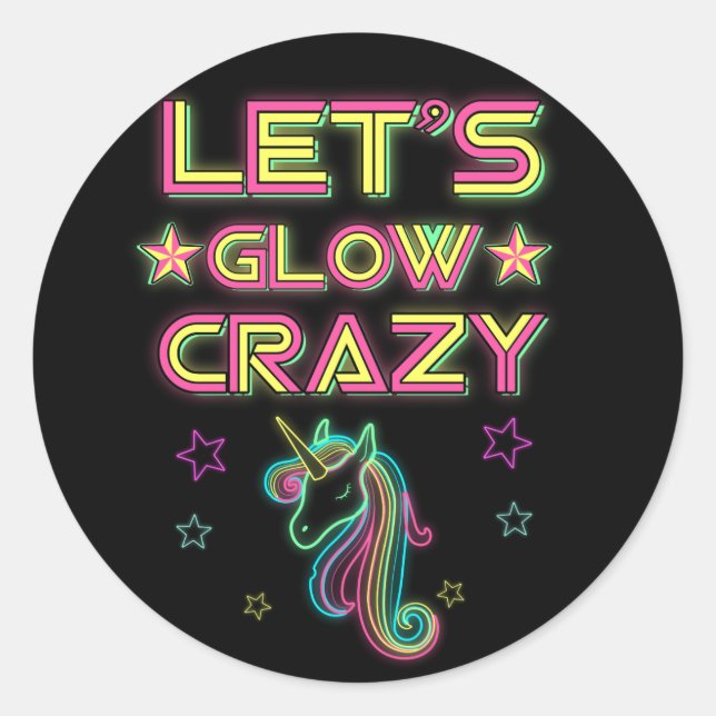 Sticker Rond Fous de lumière Fou Cool fête d'anniversaire Glow (Devant)