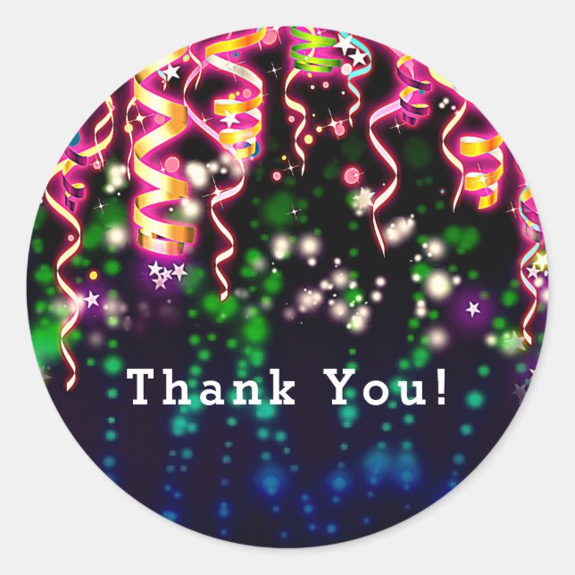 Sticker Rond Fous de Neon Fous, Fête d'anniversaire (Devant)