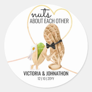 Sticker Rond Fous l'un de l'autre drôle   Cadeau de mariage