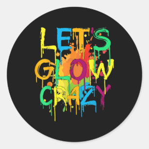 Sticker Rond Fous Retro fête d'anniversaire Glowday 80s 90s