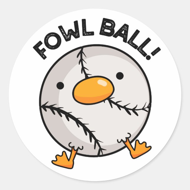 Sticker Rond Fowl Ball Funny Sport Pun (Devant)