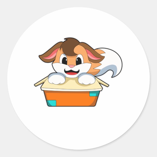 Sticker Rond Fox avec boîte (Devant)