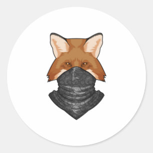 Sticker Rond Fox en bandit avec Kerchief