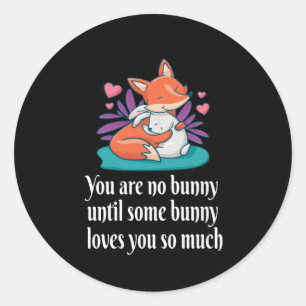 Sticker Rond Fox Et Bunny Couple Aimez La Paix Amis