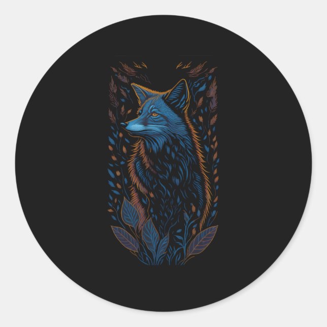 Sticker Rond Fox Goblincore Nature Sombre Woods (Devant)