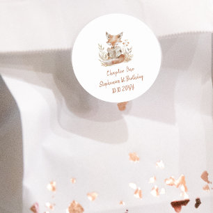 Sticker Rond Fox Lecture d'un livre Chapitre Un 1er anniversair
