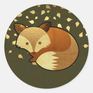 Sticker Rond Fox mignon d'automne
