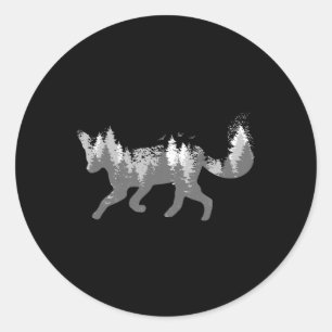 Sticker Rond Fox Nature Outdoor Randonnée Camping Chasse Cadeau