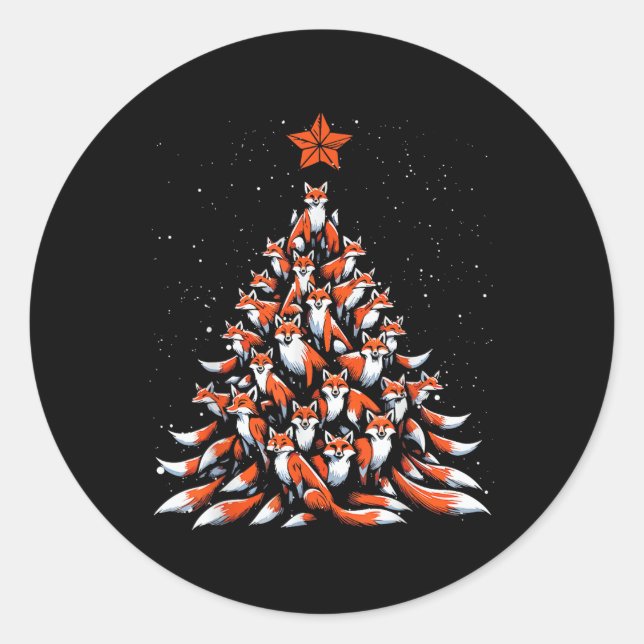 Sticker Rond Fox Noël Arbre Fox Noël Arbre de Noël (Devant)