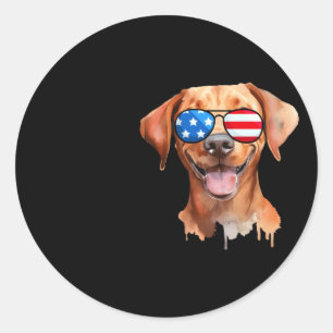Sticker Rond Fox Red Lab Maman Papa Drapeau Labrador Retrieur