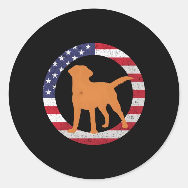 Sticker Rond Fox Red Lab Maman Papa Labrador Retriever Drapeau (Devant)
