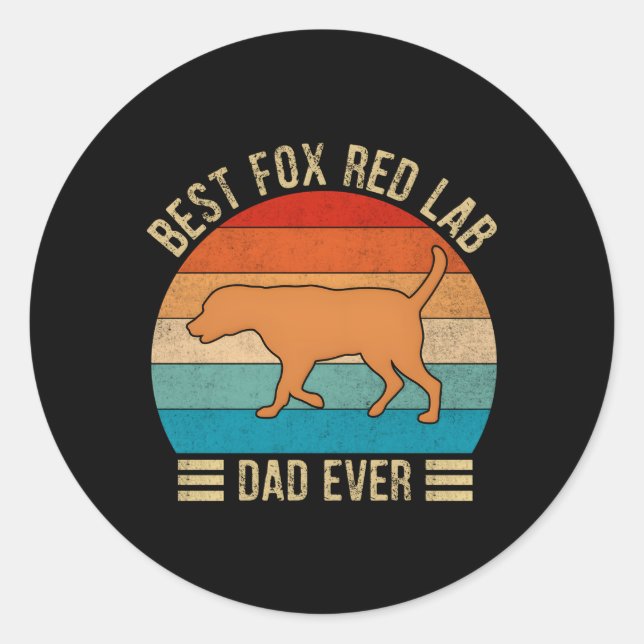 Sticker Rond Fox Red Lab Papa Labrador Retriever (Devant)