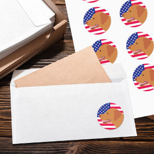 Sticker Rond Fox Red Labrador Profil US