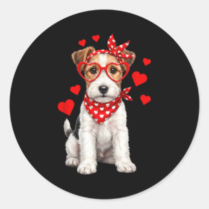 Sticker Rond Fox Terrier Saint-Valentin Fil de fer Chien Amant