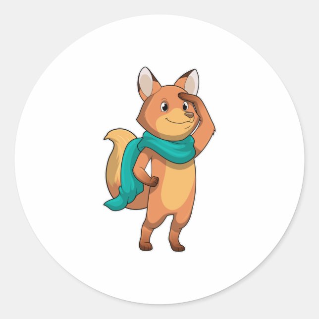 Sticker Rond Fox with Scarf (Devant)