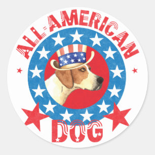 Sticker Rond Foxhound américain patriotique