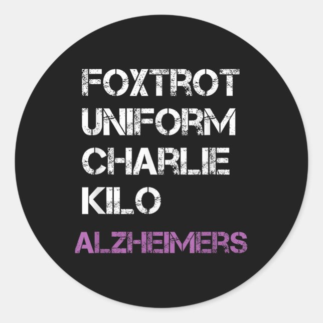 Sticker Rond Foxtrot Uniform Charlie Kilo, Pour Heimers (Devant)