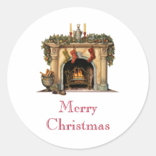 Sticker Rond Foyer victorien cosy Noël