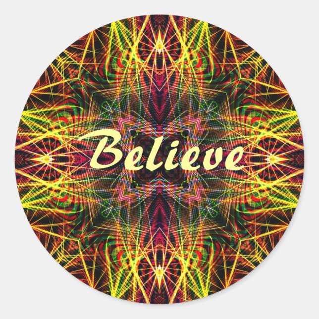 Sticker Rond FractalArts : Croyez (Devant)