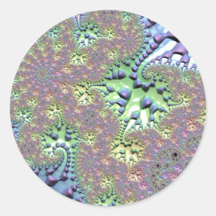 Sticker Rond Fractale arc-en-ciel brillant