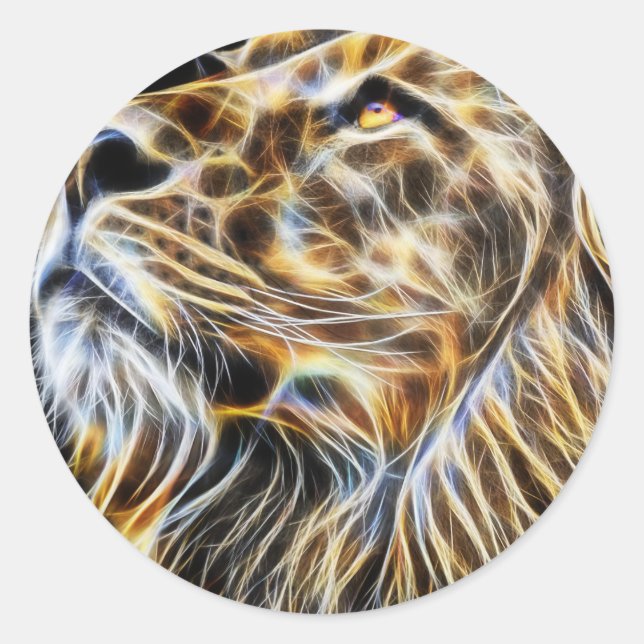 Sticker Rond Fractalius brillant à la tête de lion (Devant)