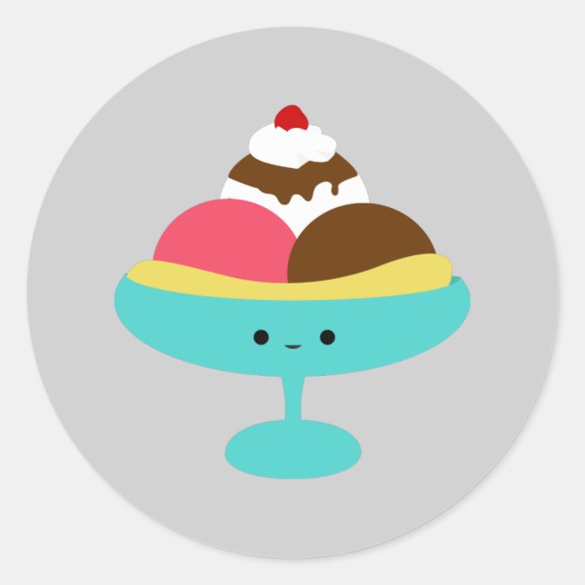 Sticker Rond Fractionnement de banane mignonne (Devant)