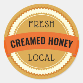 Sticker Rond Fraîche de miel crémé local Jar Amber