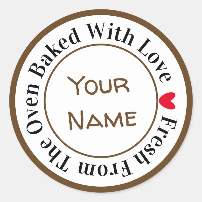 Sticker Rond Fraîche du four cuit avec amour dans le Choco Brow (Devant)