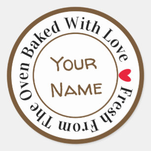 Sticker Rond Fraîche du four cuit avec amour dans le Choco Brow