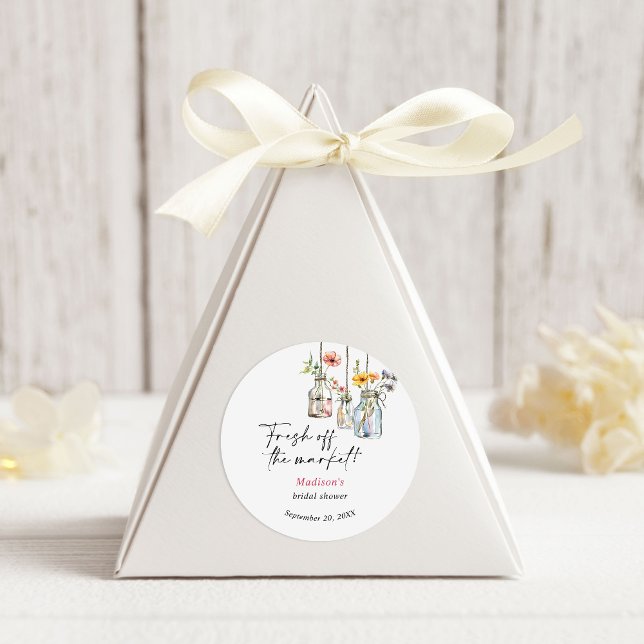 Sticker Rond Fraîche Du Marché Fête des mariées Florale Jar (Créateur téléchargé)