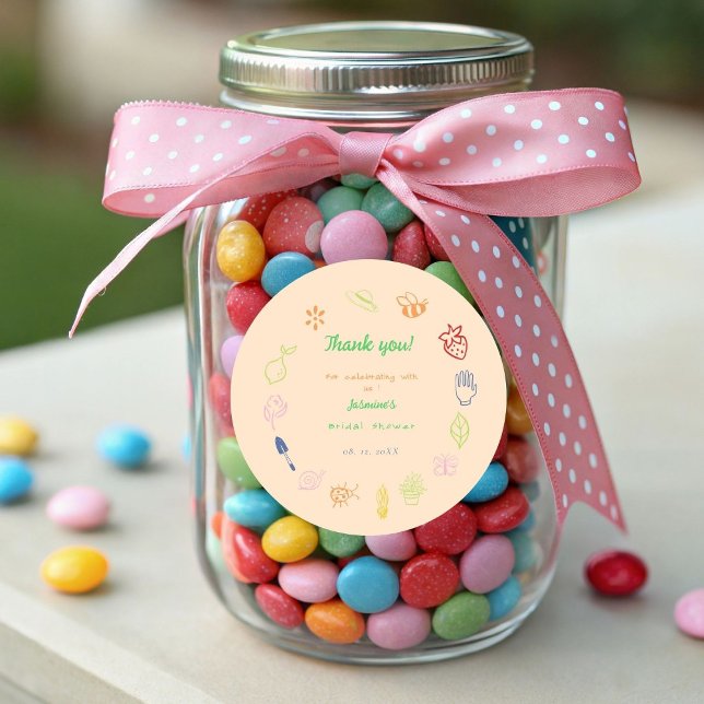 Sticker Rond Fraîche Hors Du Marché Douche Nuptiale Tirée À La  (Créateur téléchargé)