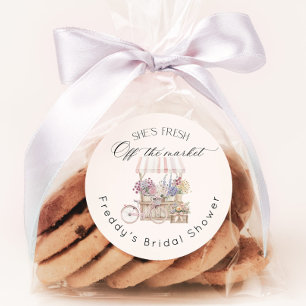 Sticker Rond Fraîchement sortie du marché Bohème chariot de fle