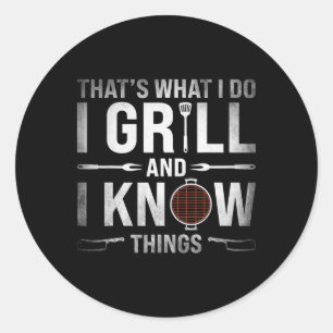 Sticker Rond Fraisage amusant Barbecue Fumer Viande Fumer Gr