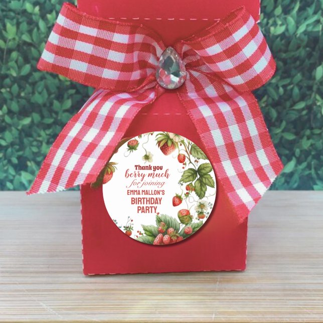 Sticker Rond Fraise 1er anniversaire Berry Première invitation (Créateur téléchargé)