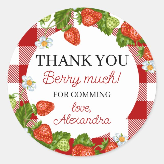 Sticker Rond Fraise 1er anniversaire Berry Sweet (Devant)