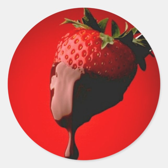 Sticker Rond Fraise au chocolat à l'arrachement (Devant)
