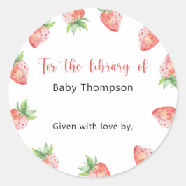 Sticker Rond Fraise - Baby shower, livre pour bébé