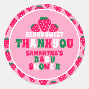 Sticker Rond Fraise Bébé Fille Douche Berry Merci doux