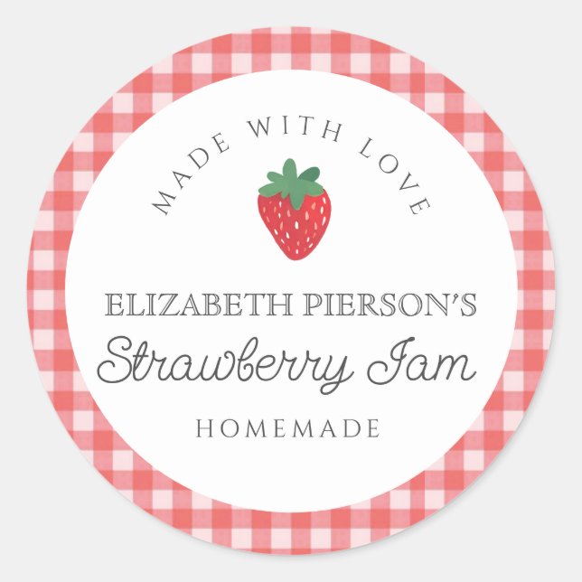 Sticker Rond Fraise Berry Jam Accueil Personnalisé (Devant)