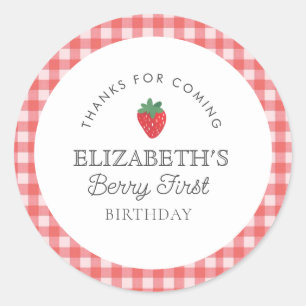 Sticker Rond Fraise Berry Premier pique-nique Anniversaire