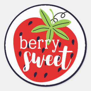 Sticker Rond Fraise Berry Sweet Birthday Baby Girl Kids