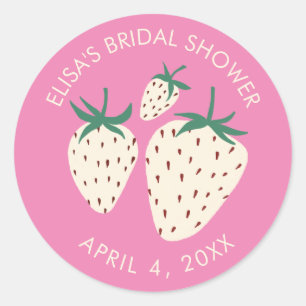 Sticker Rond Fraise Blanche Pineberry DOUCHE DE MARIÉE Sur mesu