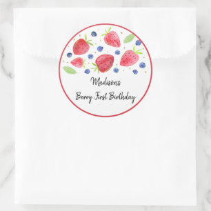 Sticker Rond Fraise bleuet Berry Sweet Anniversaire
