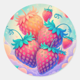 Sticker Rond Fraise colorée