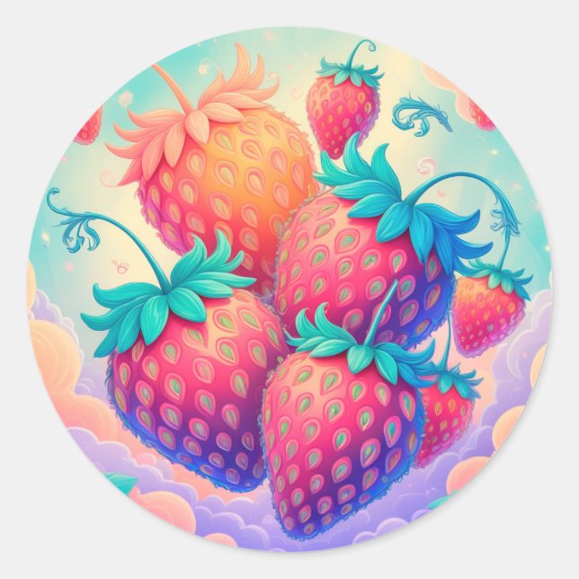 Sticker Rond Fraise colorée (Devant)