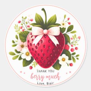Sticker Rond Fraise Merci Berry beaucoup Favoriser